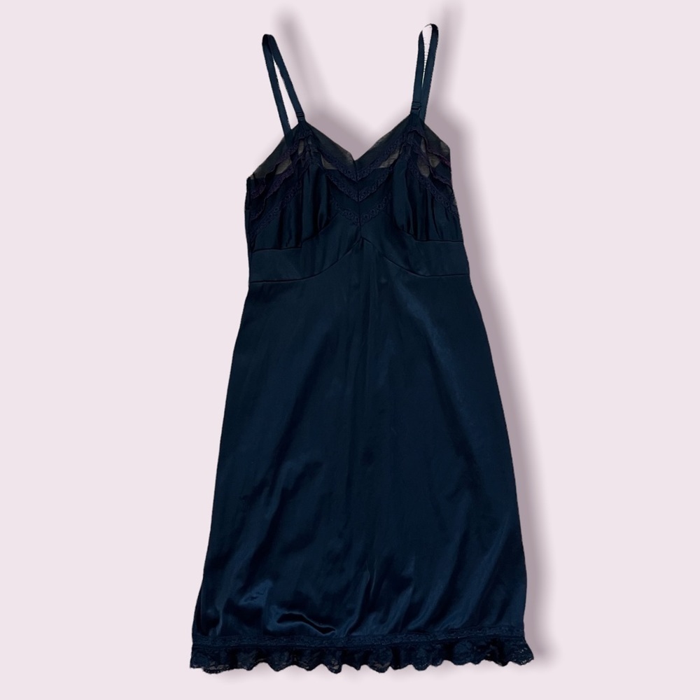 Vintage black and purple lace slip dress